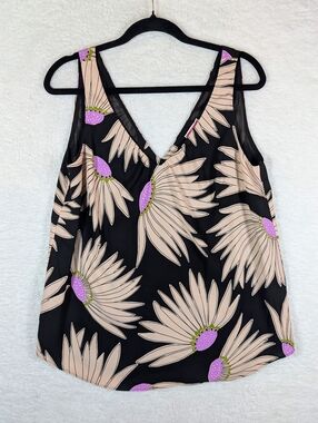 kate spade Black Floral V-Neck Camisole with Blush & Lavender Accents
